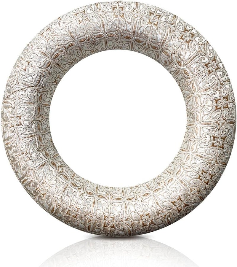 UPCEED Singing Bowl Cushion for Tibetan Singing Bowls, Handmade Silk Brocade Round Cushion Pillow for Sound Healing and Crystal Sound Bowls Accessories(Silver,6.7 Inch) - Image 1